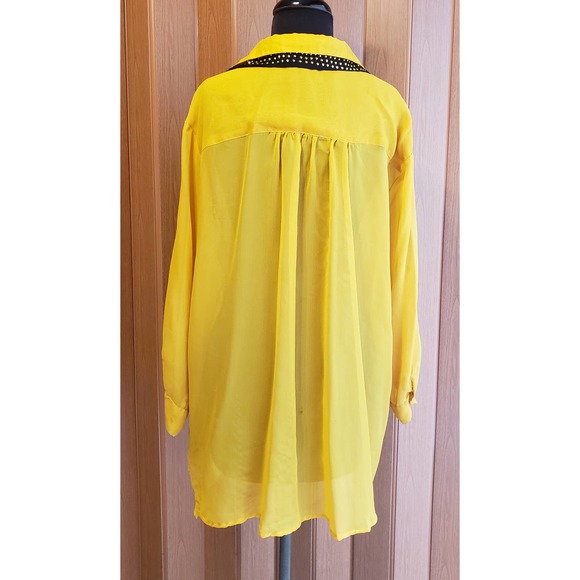 De'rotchild size 3XL yellow & black long sleeve button up blouse - Picture 4 of 6